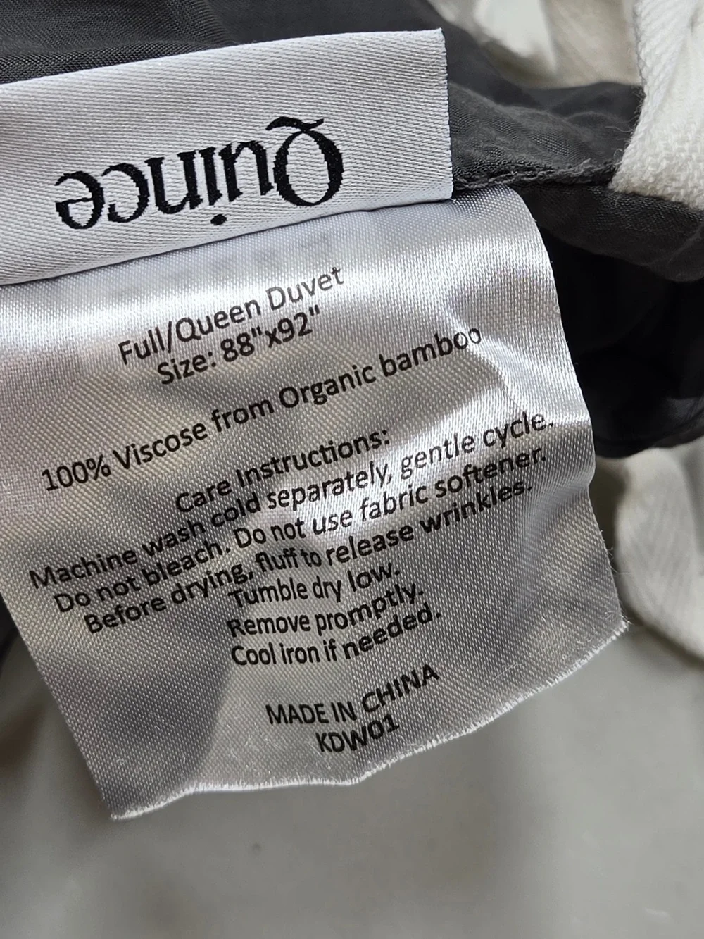 QUINCE Bamboo Duvet Cover Set Full/Queen Charcoal 9291